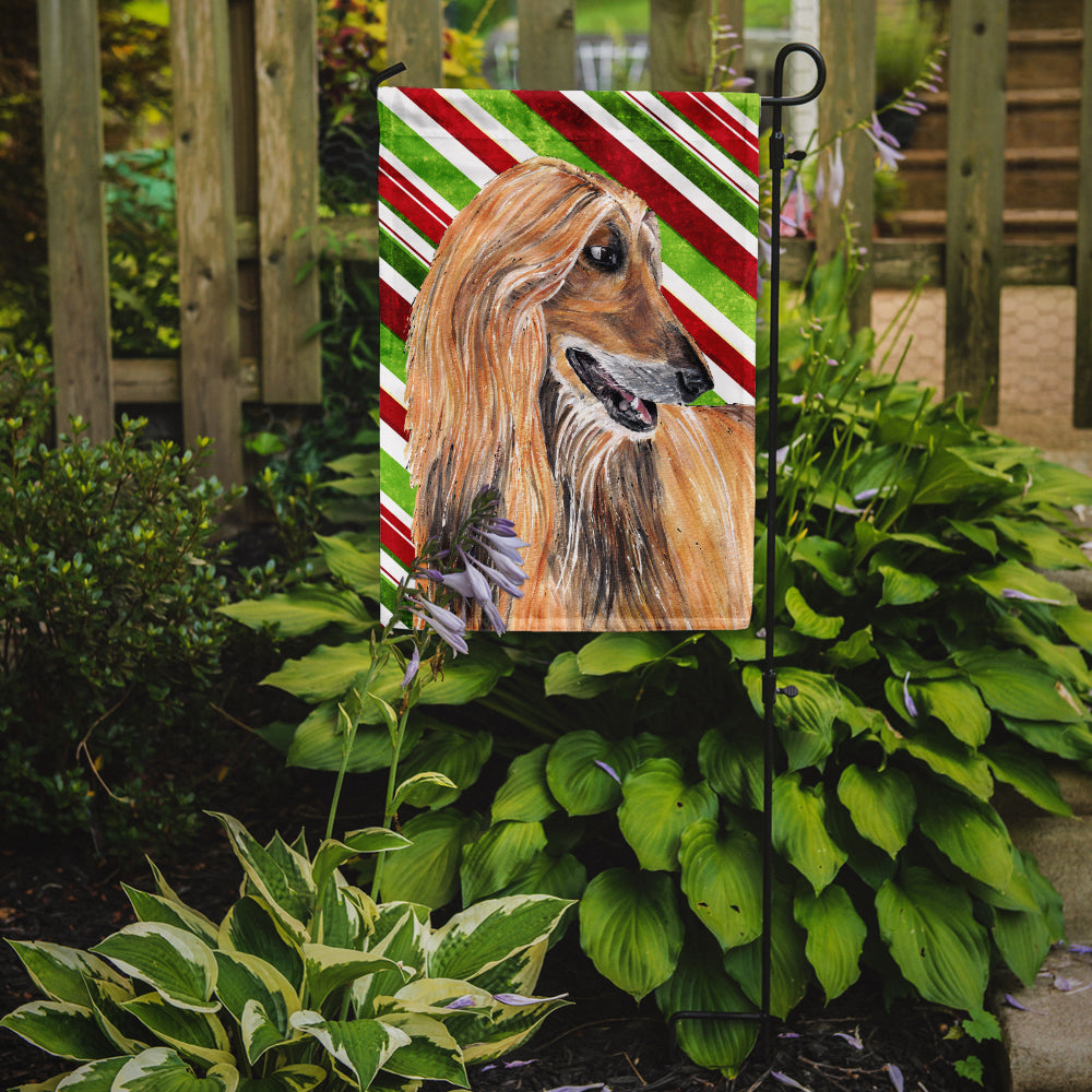 Afghan Hound Candy Cane Holiday Christmas Garden Flag Mailbox Decorative Yard Banner Outside Patio Artwork for Flower Beds, Garden Size, Multicolor