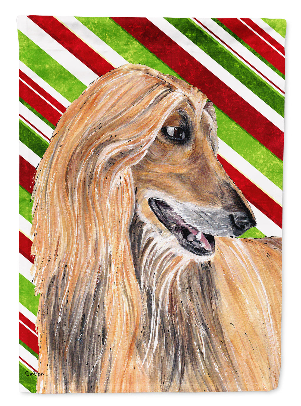 Afghan Hound Candy Cane Holiday Christmas Garden Flag Mailbox Decorative Yard Banner Outside Patio Artwork for Flower Beds, Garden Size, Multicolor