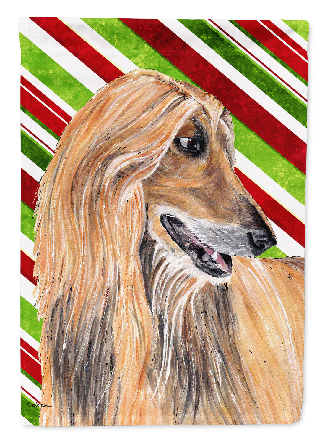 Afghan Hound Candy Cane Holiday Christmas Garden Flag Mailbox Decorative Yard Banner Outside Patio Artwork for Flower Beds, Garden Size, Multicolor