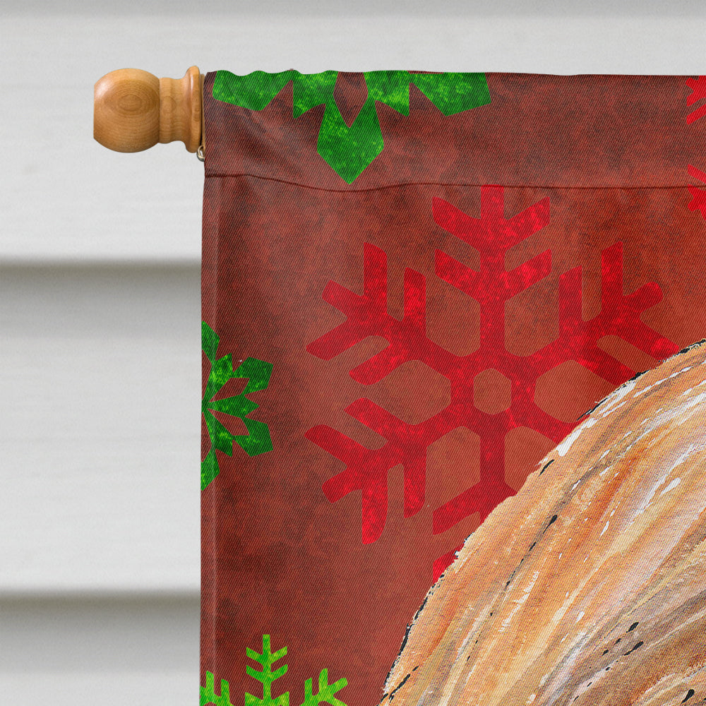 Afghan Hound Red Snowflakes Holiday Christmas House Flag 28x40 Porch Sleeve Pole Decorative Outside Yard Banner Artwork Wall Hanging, Polyester