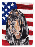 Black and Tan Coonhound with American Flag Garden Flag Mailbox Decorative Yard Banner Outside Patio Artwork for Flower Beds, Garden Size, Multicolor