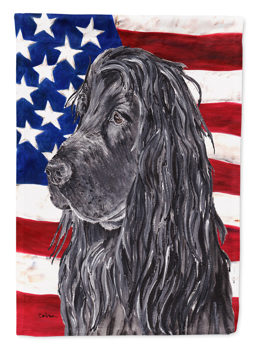 Black Cocker Spaniel with American Flag Garden Flag Mailbox Decorative Yard Banner Outside Patio Artwork for Flower Beds, Garden Size, Multicolor