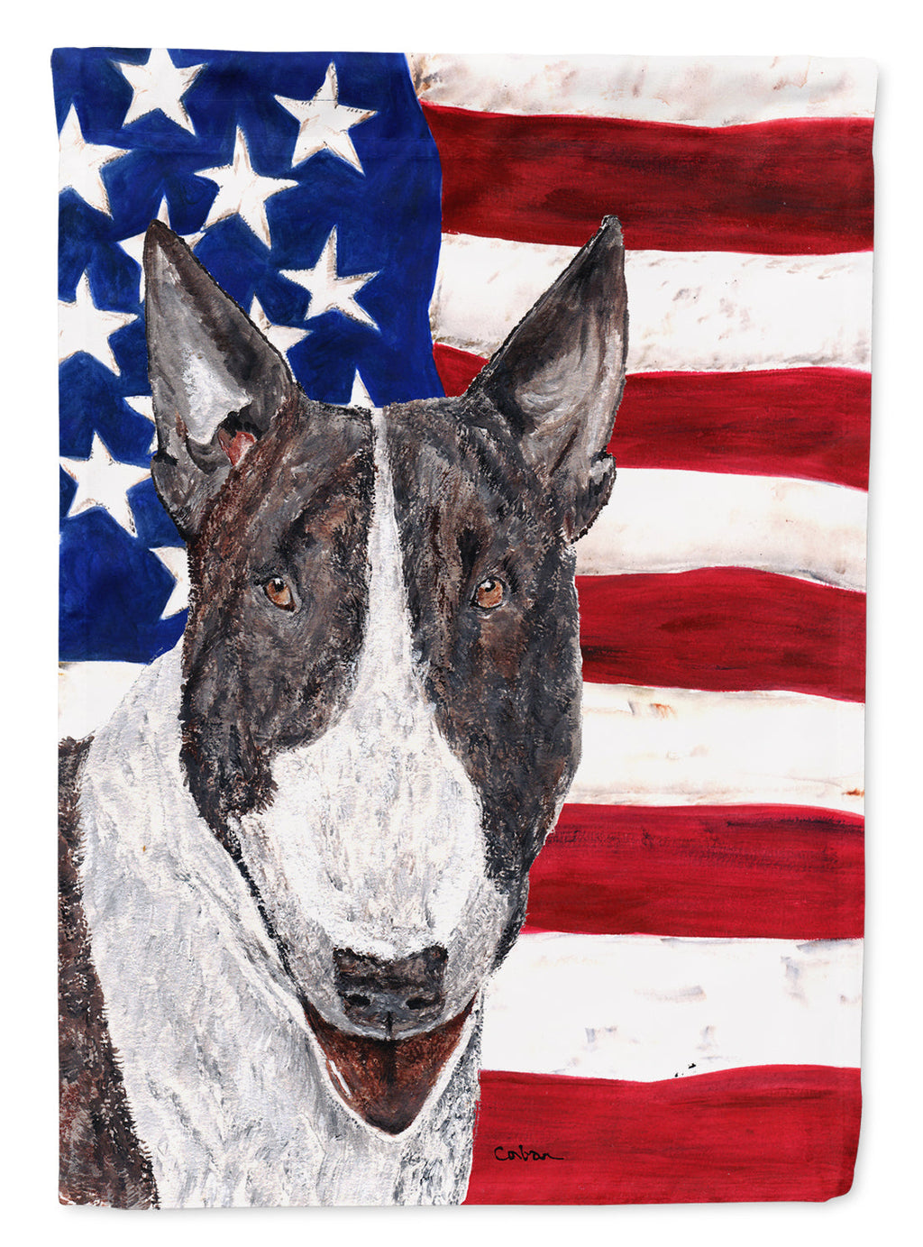 Bull Terrier with American Flag Garden Flag Mailbox Decorative Yard Banner Outside Patio Artwork for Flower Beds, Garden Size, Multicolor