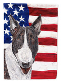 Bull Terrier with American Flag Garden Flag Mailbox Decorative Yard Banner Outside Patio Artwork for Flower Beds, Garden Size, Multicolor