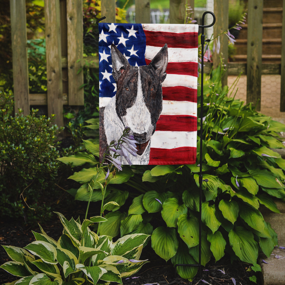 Bull Terrier with American Flag Garden Flag Mailbox Decorative Yard Banner Outside Patio Artwork for Flower Beds, Garden Size, Multicolor