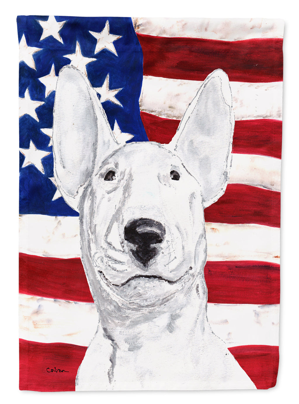 Bull Terrier with American Flag Garden Flag Mailbox Decorative Yard Banner Outside Patio Artwork for Flower Beds, Garden Size, Multicolor