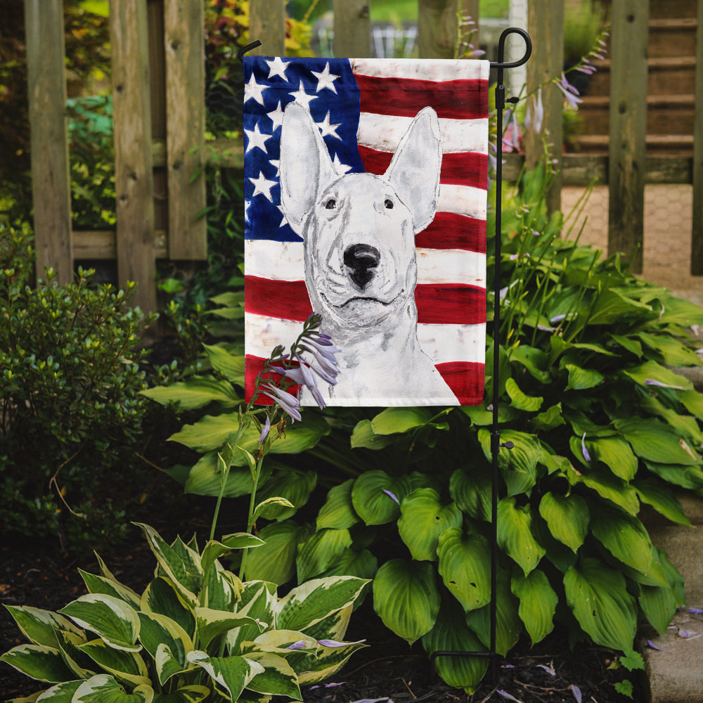 Bull Terrier with American Flag Garden Flag Mailbox Decorative Yard Banner Outside Patio Artwork for Flower Beds, Garden Size, Multicolor