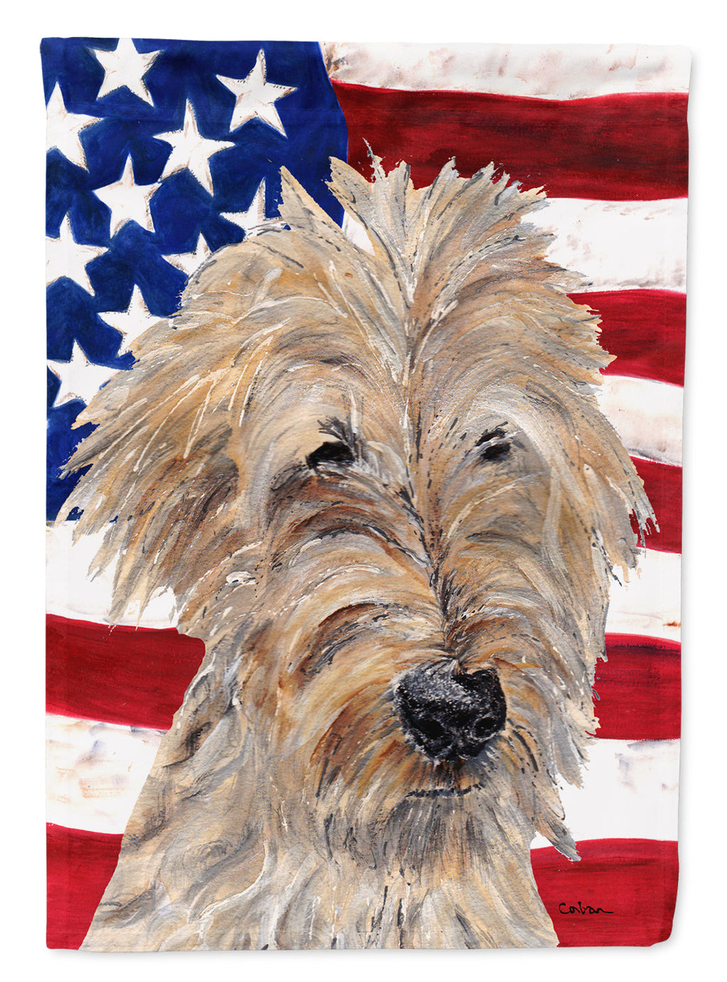 Golden Doodle with American Flag Garden Flag Mailbox Decorative Yard Banner Outside Patio Artwork for Flower Beds, Garden Size, Multicolor
