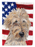 Golden Doodle with American Flag Garden Flag Mailbox Decorative Yard Banner Outside Patio Artwork for Flower Beds, Garden Size, Multicolor