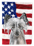 Chinese Crested with American Flag Garden Flag Mailbox Decorative Yard Banner Outside Patio Artwork for Flower Beds, Garden Size, Multicolor