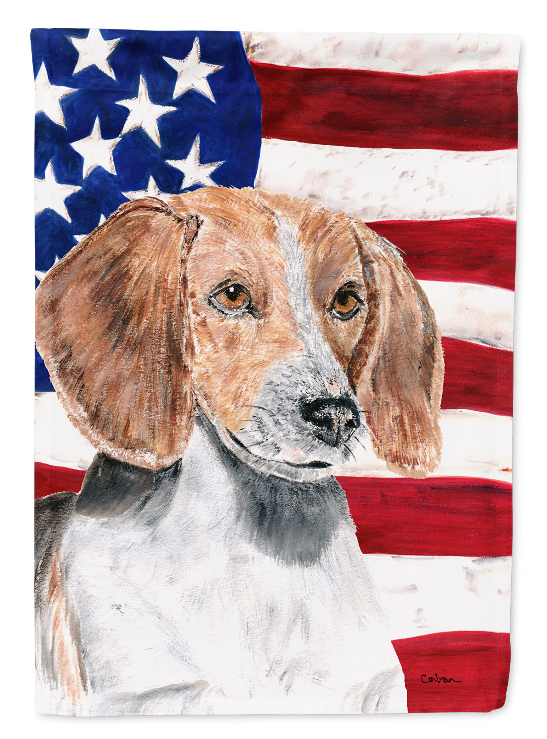 English Foxhound with American Flag Garden Flag Mailbox Decorative Yard Banner Outside Patio Artwork for Flower Beds, Garden Size, Multicolor