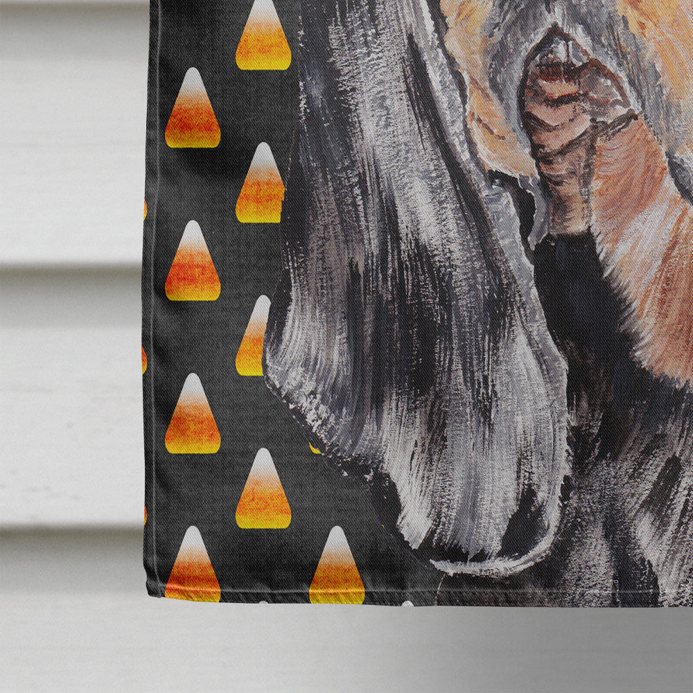Black and Tan Coonhound Candy Corn Halloween House Flag 28x40 Porch Sleeve Pole Decorative Outside Yard Banner Artwork Wall Hanging, Polyester