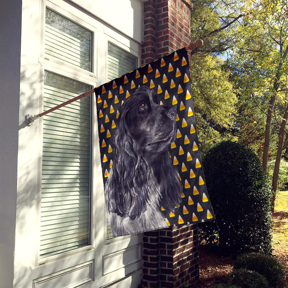 Black Cocker Spaniel Candy Corn Halloween House Flag 28x40 Porch Sleeve Pole Decorative Outside Yard Banner Artwork Wall Hanging, Polyester
