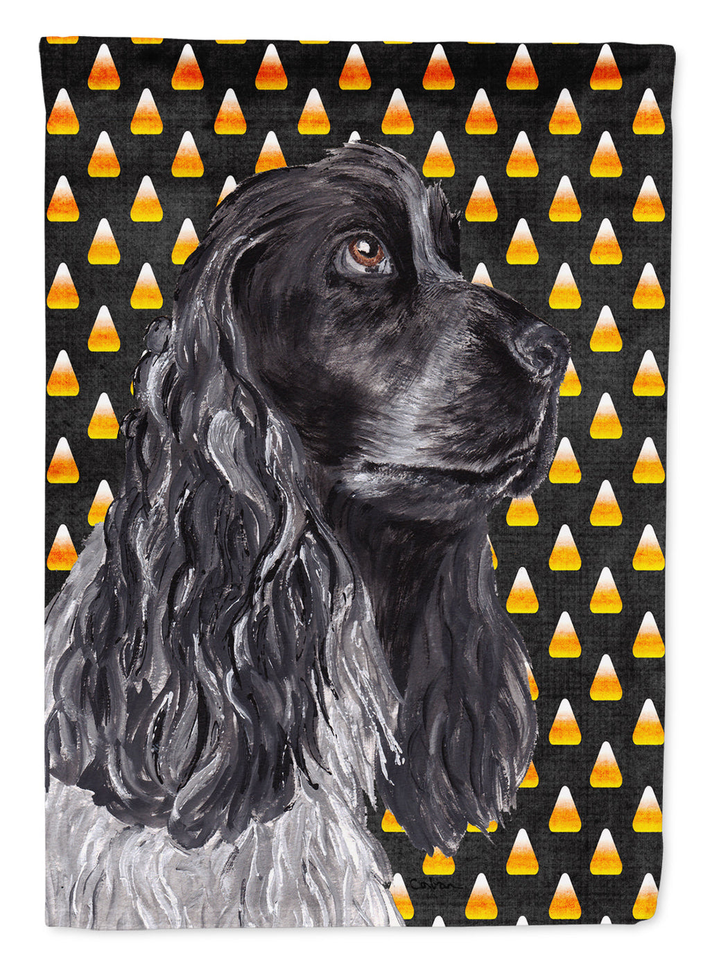 Black Cocker Spaniel  Candy Corn Halloween Garden Flag Mailbox Decorative Yard Banner Outside Patio Artwork for Flower Beds, Garden Size, Multicolor