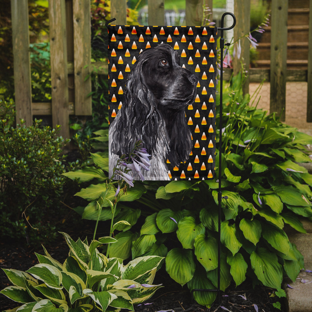 Black Cocker Spaniel  Candy Corn Halloween Garden Flag Mailbox Decorative Yard Banner Outside Patio Artwork for Flower Beds, Garden Size, Multicolor