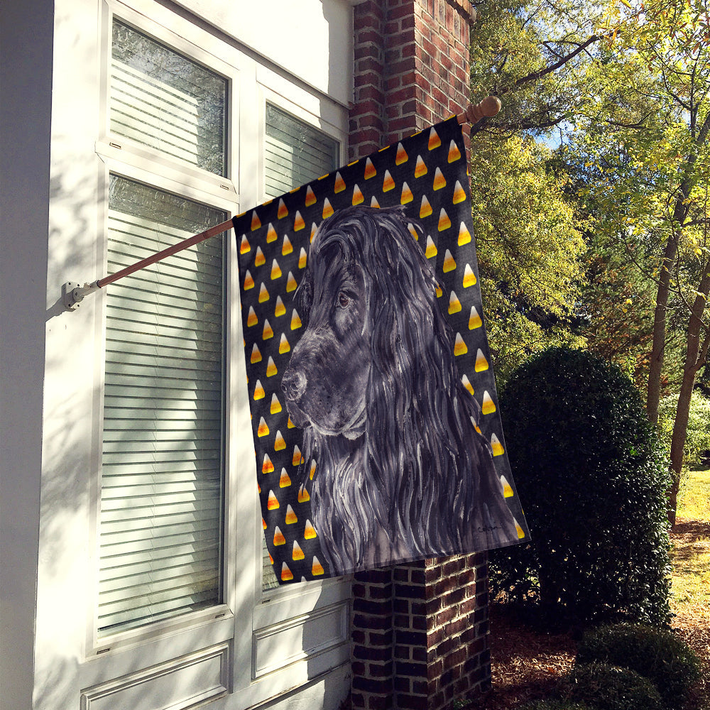 Black Cocker Spaniel Candy Corn Halloween House Flag 28x40 Porch Sleeve Pole Decorative Outside Yard Banner Artwork Wall Hanging, Polyester