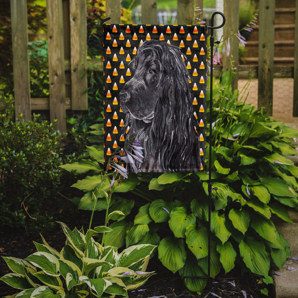 Black Cocker Spaniel Candy Corn Halloween Garden Flag Mailbox Decorative Yard Banner Outside Patio Artwork for Flower Beds, Garden Size, Multicolor