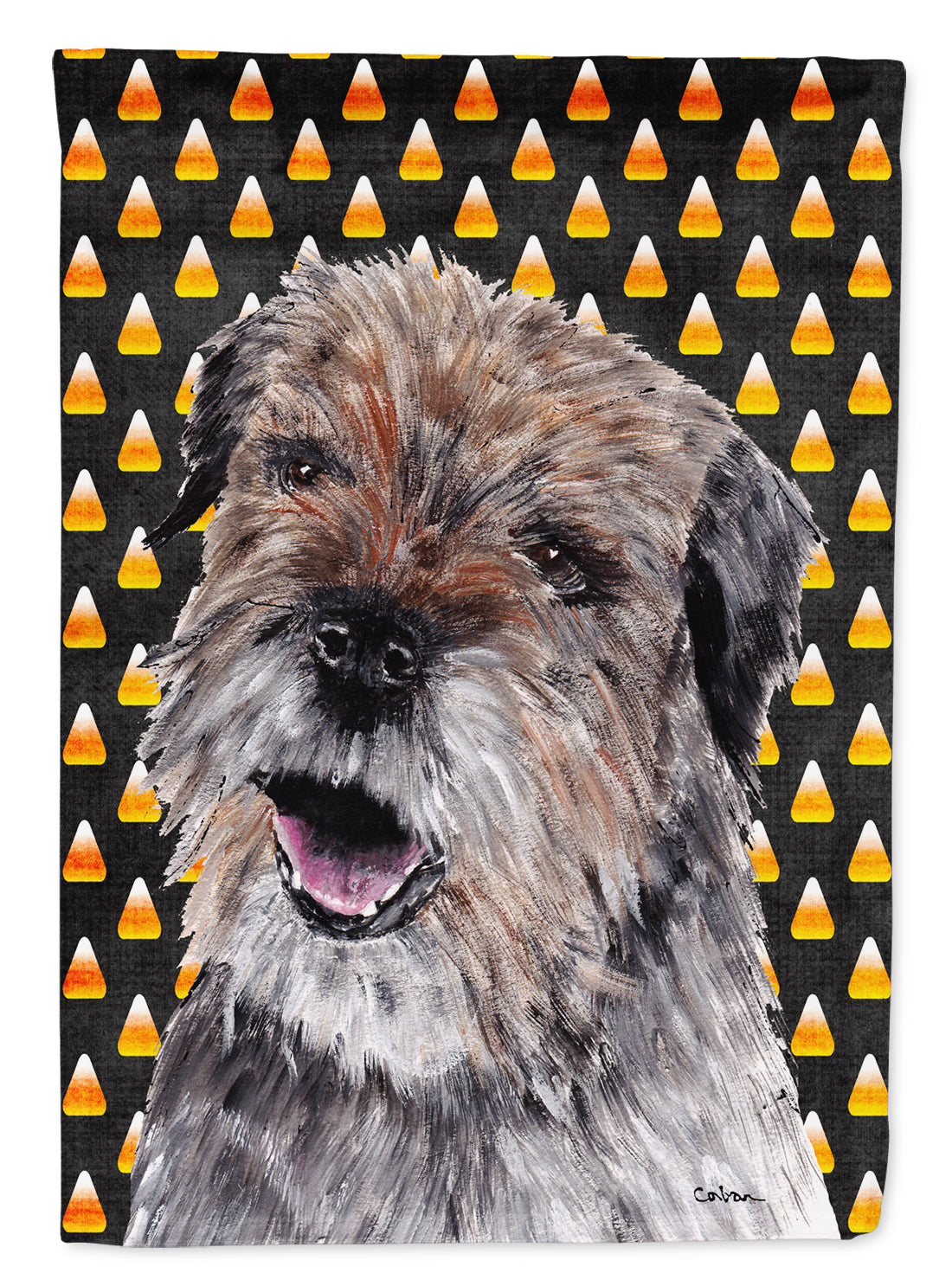 Border Terrier Candy Corn Halloween Garden Flag Mailbox Decorative Yard Banner Outside Patio Artwork for Flower Beds, Garden Size, Multicolor