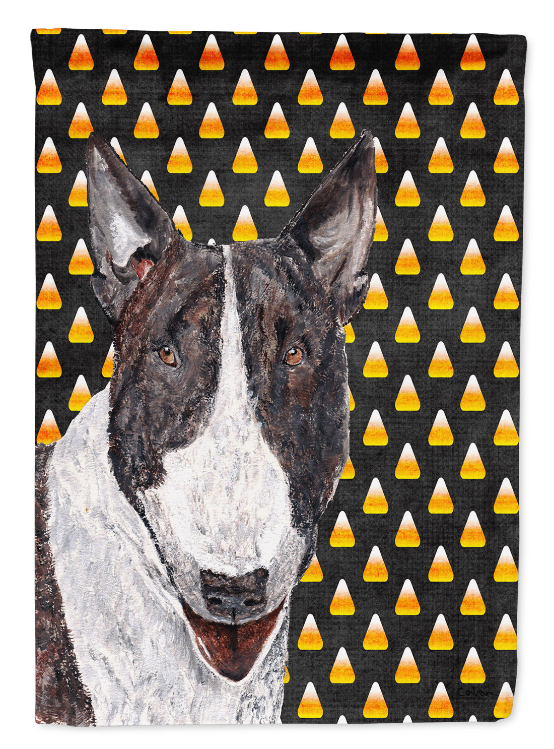 Bull Terrier Candy Corn Halloween Garden Flag Mailbox Decorative Yard Banner Outside Patio Artwork for Flower Beds, Garden Size, Multicolor