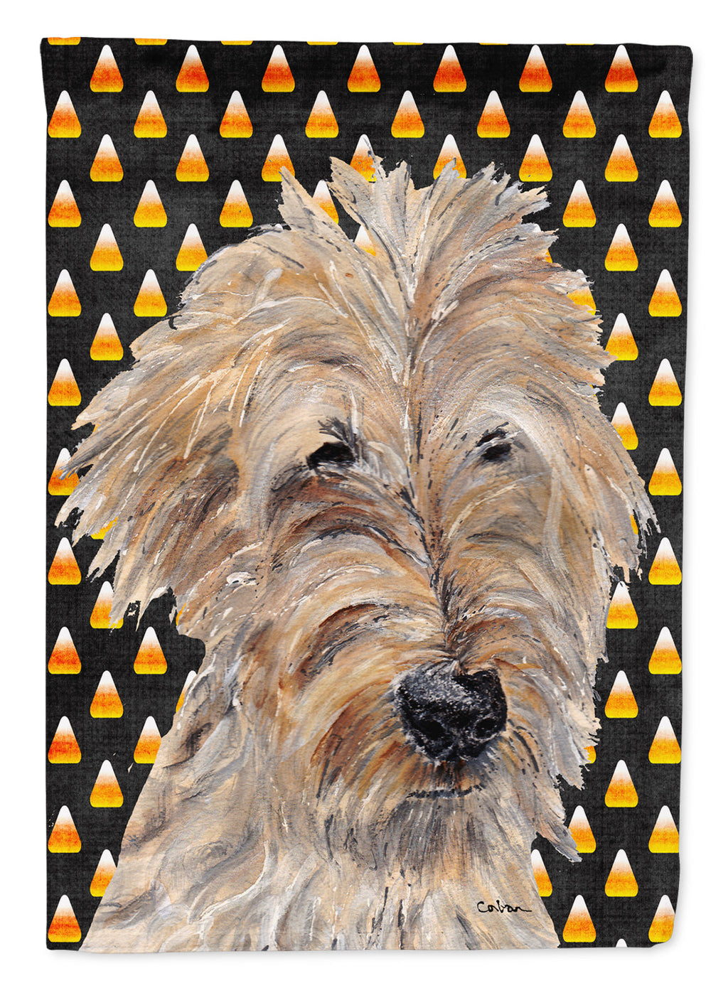 Golden Doodle Candy Corn Halloween Garden Flag Mailbox Decorative Yard Banner Outside Patio Artwork for Flower Beds, Garden Size, Multicolor