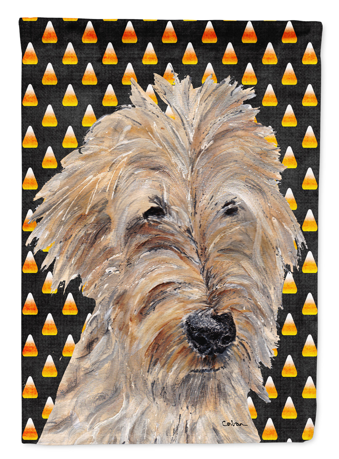Golden Doodle Candy Corn Halloween Garden Flag Mailbox Decorative Yard Banner Outside Patio Artwork for Flower Beds, Garden Size, Multicolor