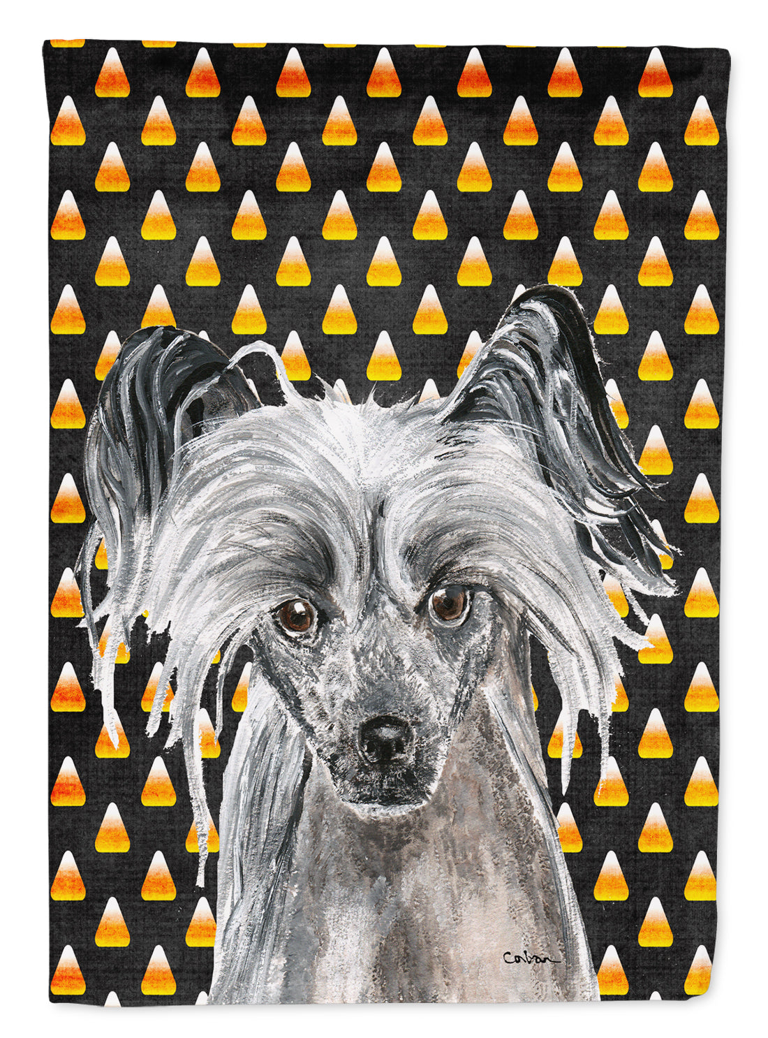 Chinese Crested Candy Corn Halloween Garden Flag Mailbox Decorative Yard Banner Outside Patio Artwork for Flower Beds, Garden Size, Multicolor