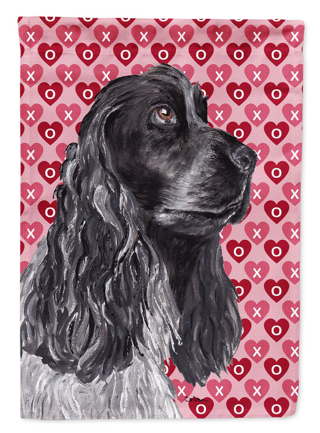 Black Cocker Spaniel Hearts and Love Garden Flag Mailbox Decorative Yard Banner Outside Patio Artwork for Flower Beds, Garden Size, Multicolor