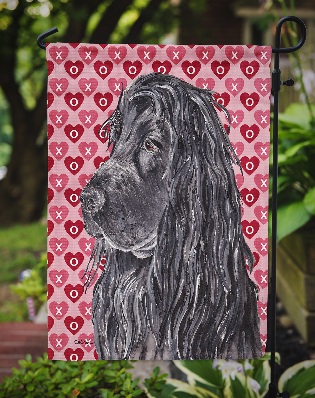 Black Cocker Spaniel Hearts and Love Garden Flag Mailbox Decorative Yard Banner Outside Patio Artwork for Flower Beds, Garden Size, Multicolor