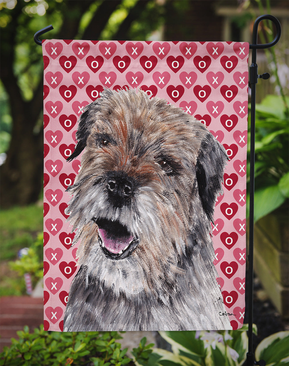 Border Terrier Hearts and Love Garden Flag Mailbox Decorative Yard Banner Outside Patio Artwork for Flower Beds, Garden Size, Multicolor