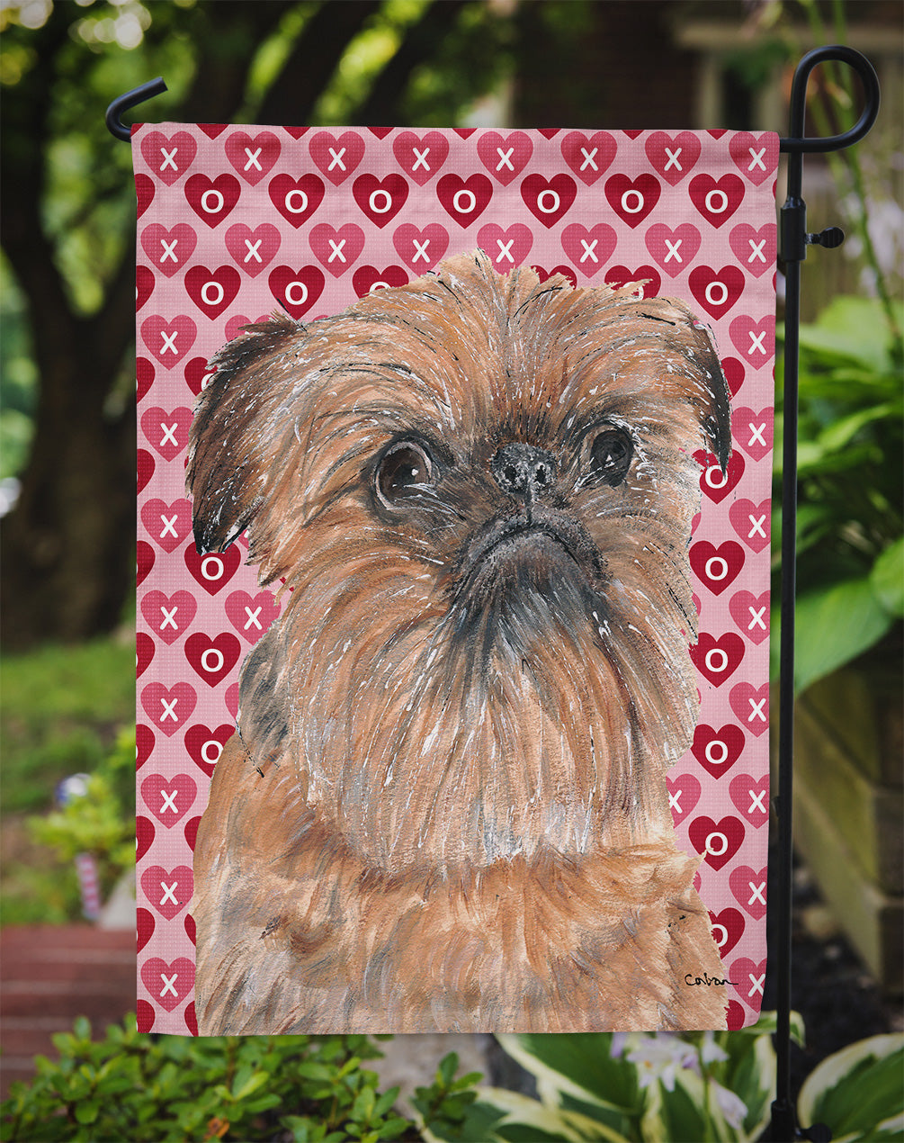 Brussels Griffon Hearts and Love Garden Flag Mailbox Decorative Yard Banner Outside Patio Artwork for Flower Beds, Garden Size, Multicolor