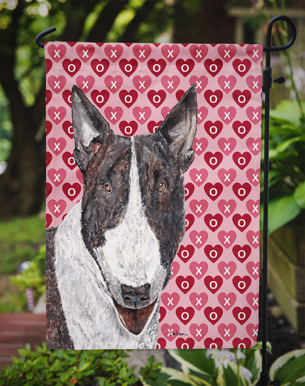 Bull Terrier Hearts and Love Garden Flag Mailbox Decorative Yard Banner Outside Patio Artwork for Flower Beds, Garden Size, Multicolor