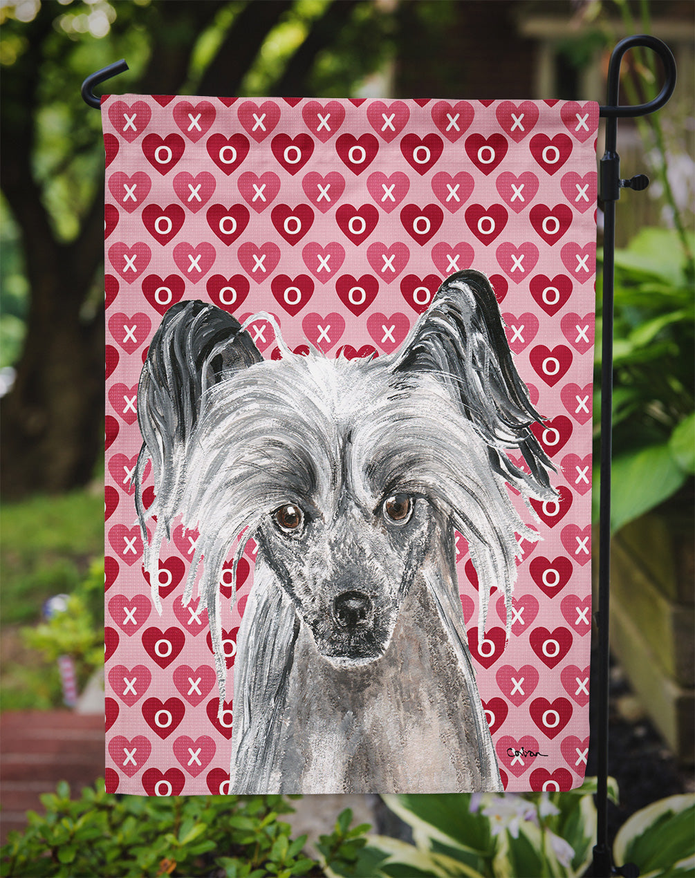 Chinese Crested Hearts and Love Garden Flag Mailbox Decorative Yard Banner Outside Patio Artwork for Flower Beds, Garden Size, Multicolor