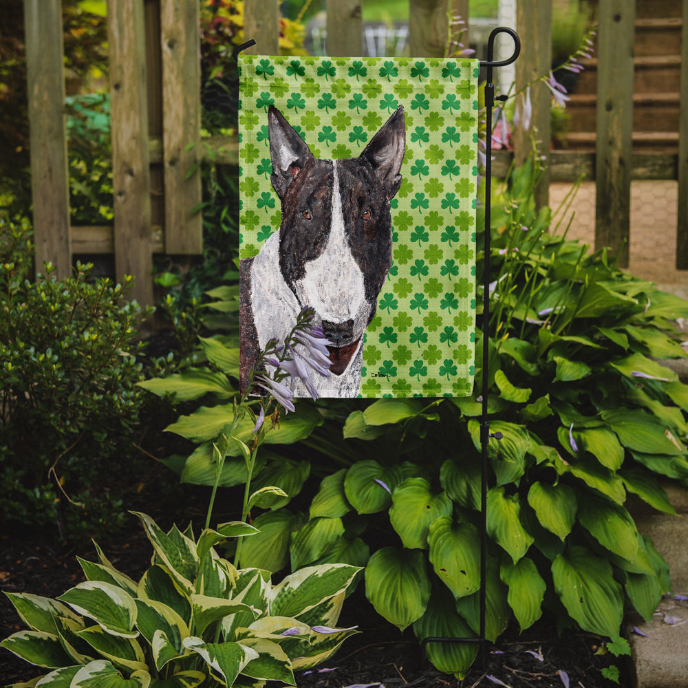 Bull Terrier Lucky Shamrock St. Patrick's Day Garden Flag Mailbox Decorative Yard Banner Outside Patio Artwork for Flower Beds, Garden Size, Multicolor