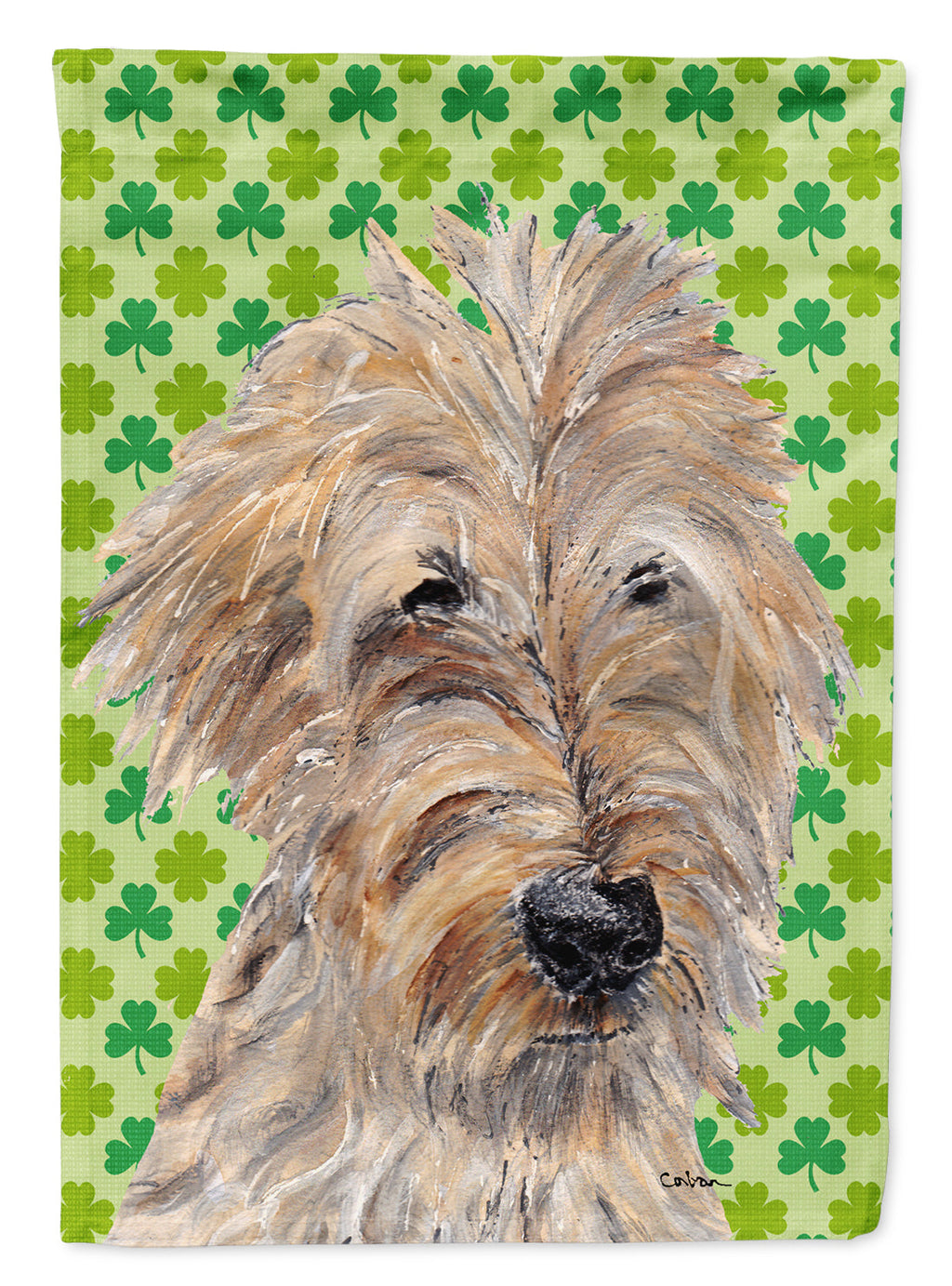 Golden Doodle Lucky Shamrock St. Patrick's Day Garden Flag Mailbox Decorative Yard Banner Outside Patio Artwork for Flower Beds, Garden Size, Multicolor