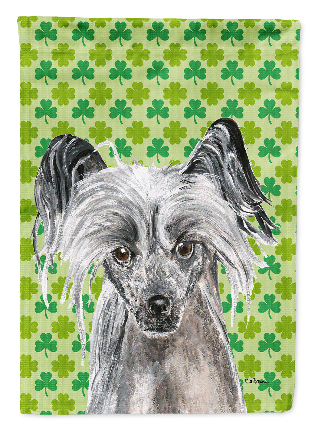 Chinese Crested Lucky Shamrock St. Patrick's Day Garden Flag Mailbox Decorative Yard Banner Outside Patio Artwork for Flower Beds, Garden Size, Multicolor