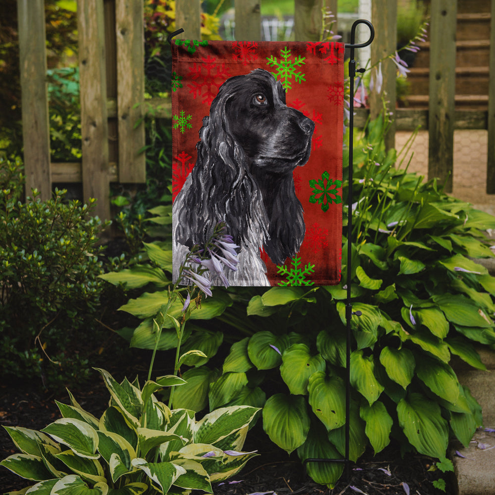 Black Cocker Spaniel Red Snowflakes Holiday Garden Flag Mailbox Decorative Yard Banner Outside Patio Artwork for Flower Beds, Garden Size, Multicolor