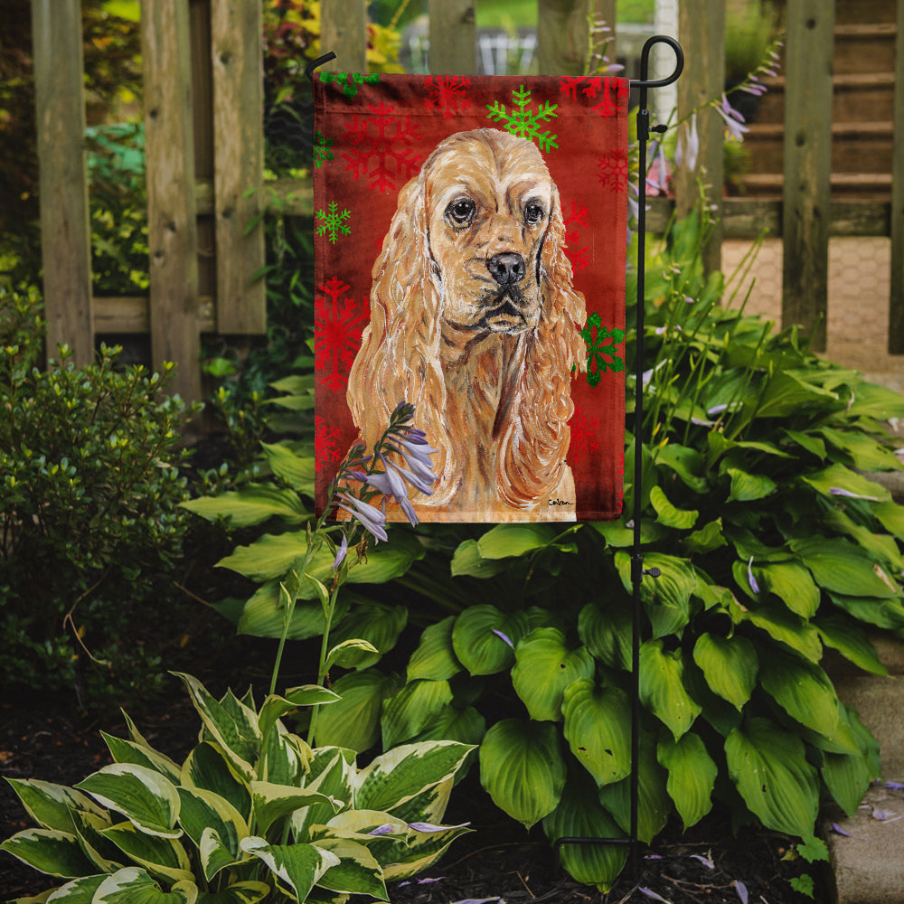 Buff Cocker Spaniel Red Snowflakes Holiday Garden Flag Mailbox Decorative Yard Banner Outside Patio Artwork for Flower Beds, Garden Size, Multicolor