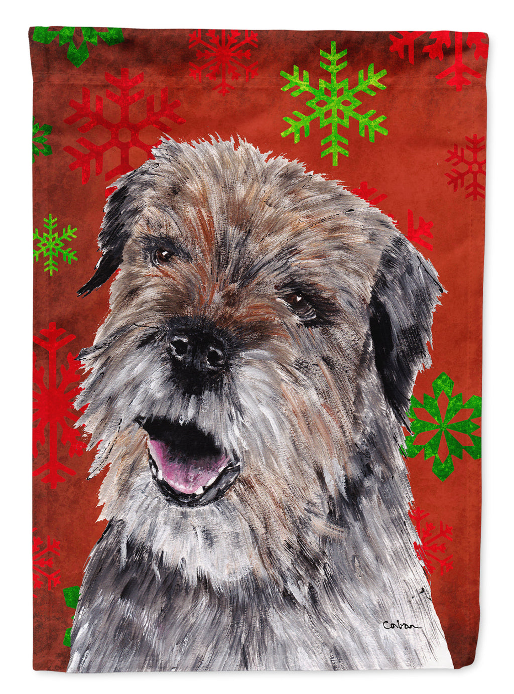 Border Terrier Red Snowflakes Holiday Garden Flag Mailbox Decorative Yard Banner Outside Patio Artwork for Flower Beds, Garden Size, Multicolor
