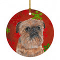Brussels Griffon Red Snowflakes Holiday Ceramic Ornament Christmas Tree Hanging Decorations for Home Christmas Holiday, Party, Gift, 3 in, Multicolor