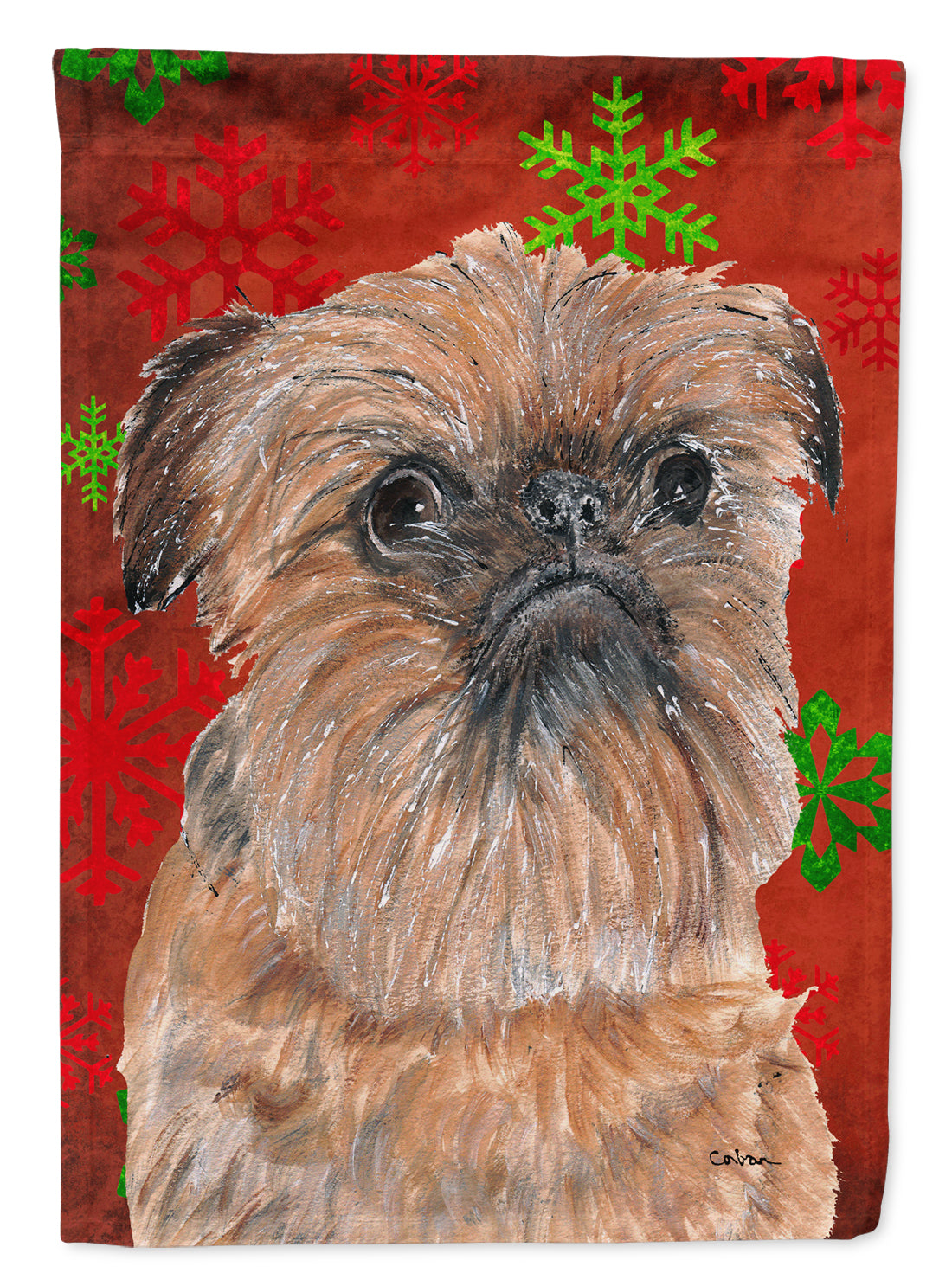 Brussels Griffon Red Snowflakes Holiday Garden Flag Mailbox Decorative Yard Banner Outside Patio Artwork for Flower Beds, Garden Size, Multicolor