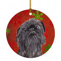 Brussels Griffon Red Snowflakes Holiday Ceramic Ornament Christmas Tree Hanging Decorations for Home Christmas Holiday, Party, Gift, 3 in, Multicolor