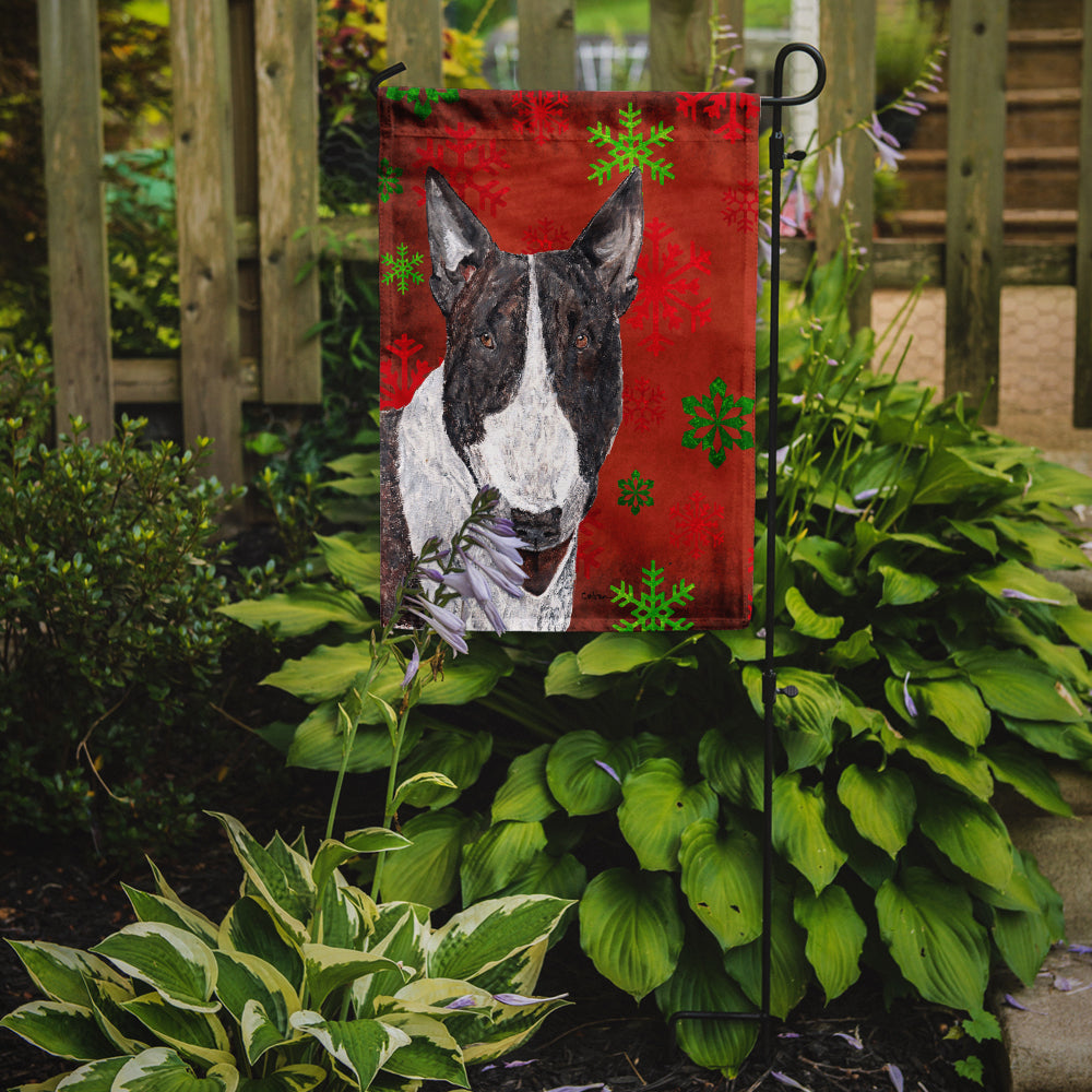 Bull Terrier Red Snowflakes Holiday Garden Flag Mailbox Decorative Yard Banner Outside Patio Artwork for Flower Beds, Garden Size, Multicolor