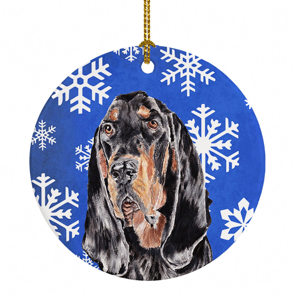 Black and Tan Coonhound Winter Snowflakes Ceramic Ornament Christmas Tree Hanging Decorations for Home Christmas Holiday, Party, Gift, 3 in, Multicolor