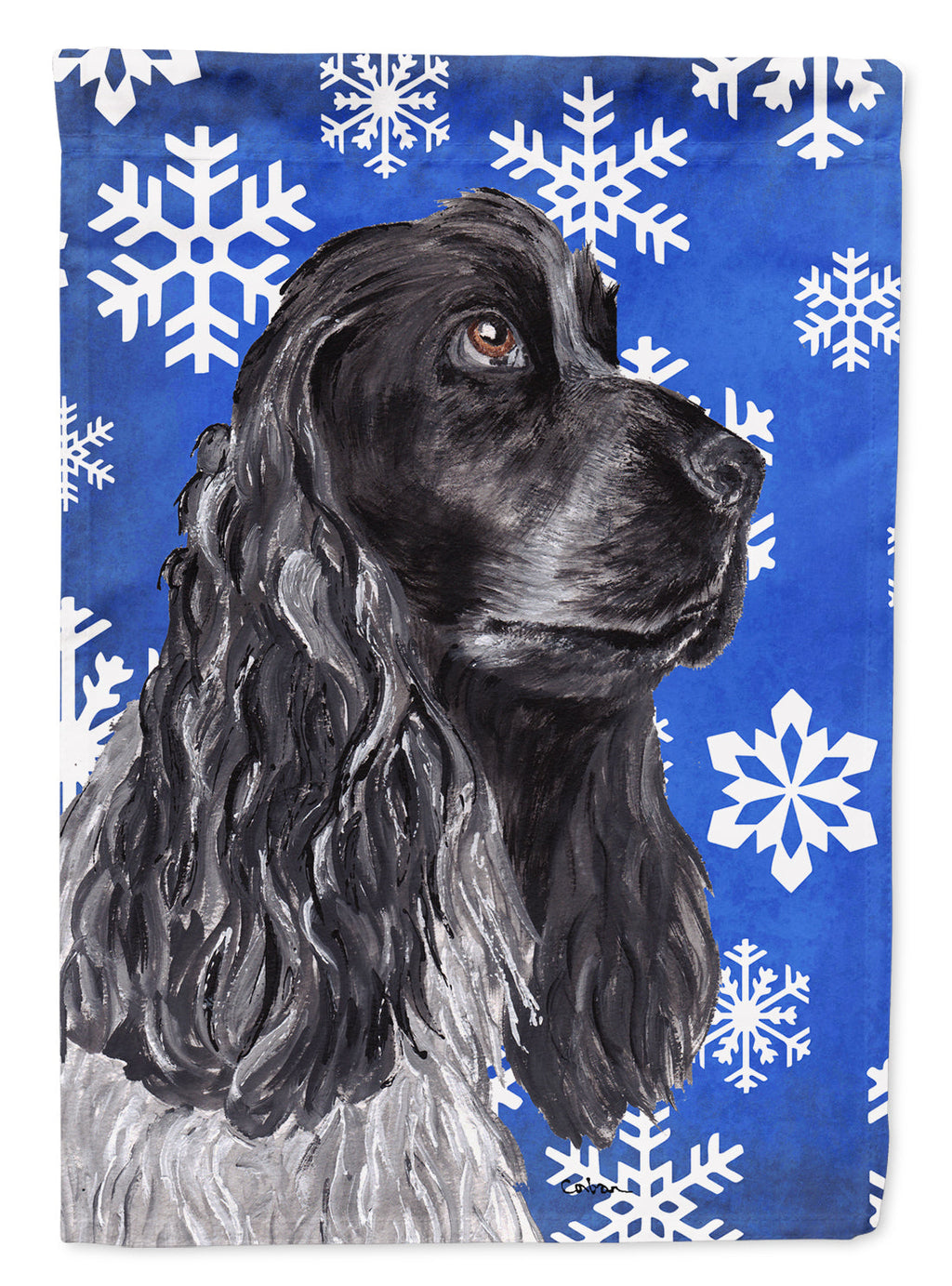 Black Cocker Spaniel Winter Snowflakes Garden Flag Mailbox Decorative Yard Banner Outside Patio Artwork for Flower Beds, Garden Size, Multicolor