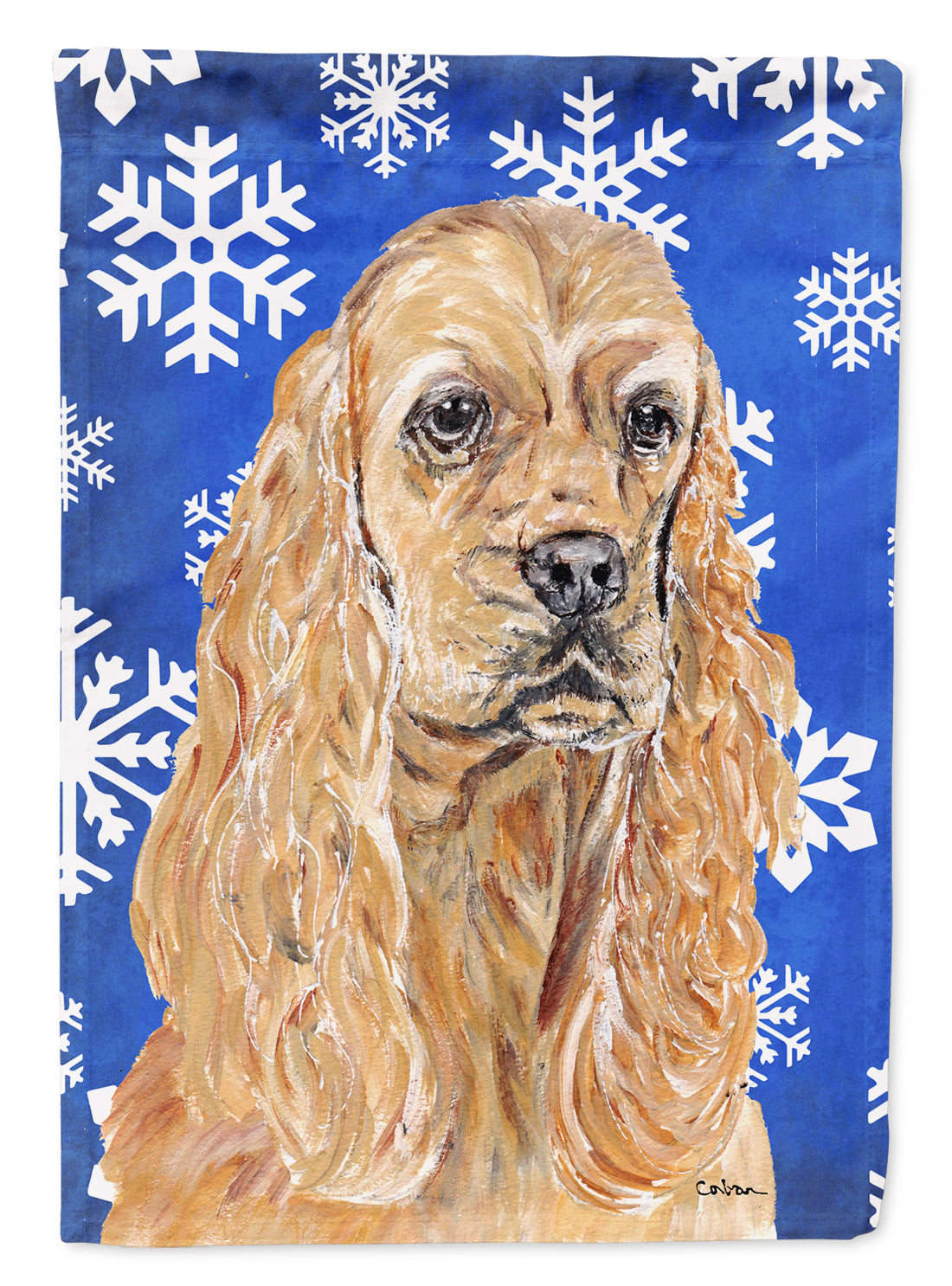Buff Cocker Spaniel Winter Snowflakes Garden Flag Mailbox Decorative Yard Banner Outside Patio Artwork for Flower Beds, Garden Size, Multicolor