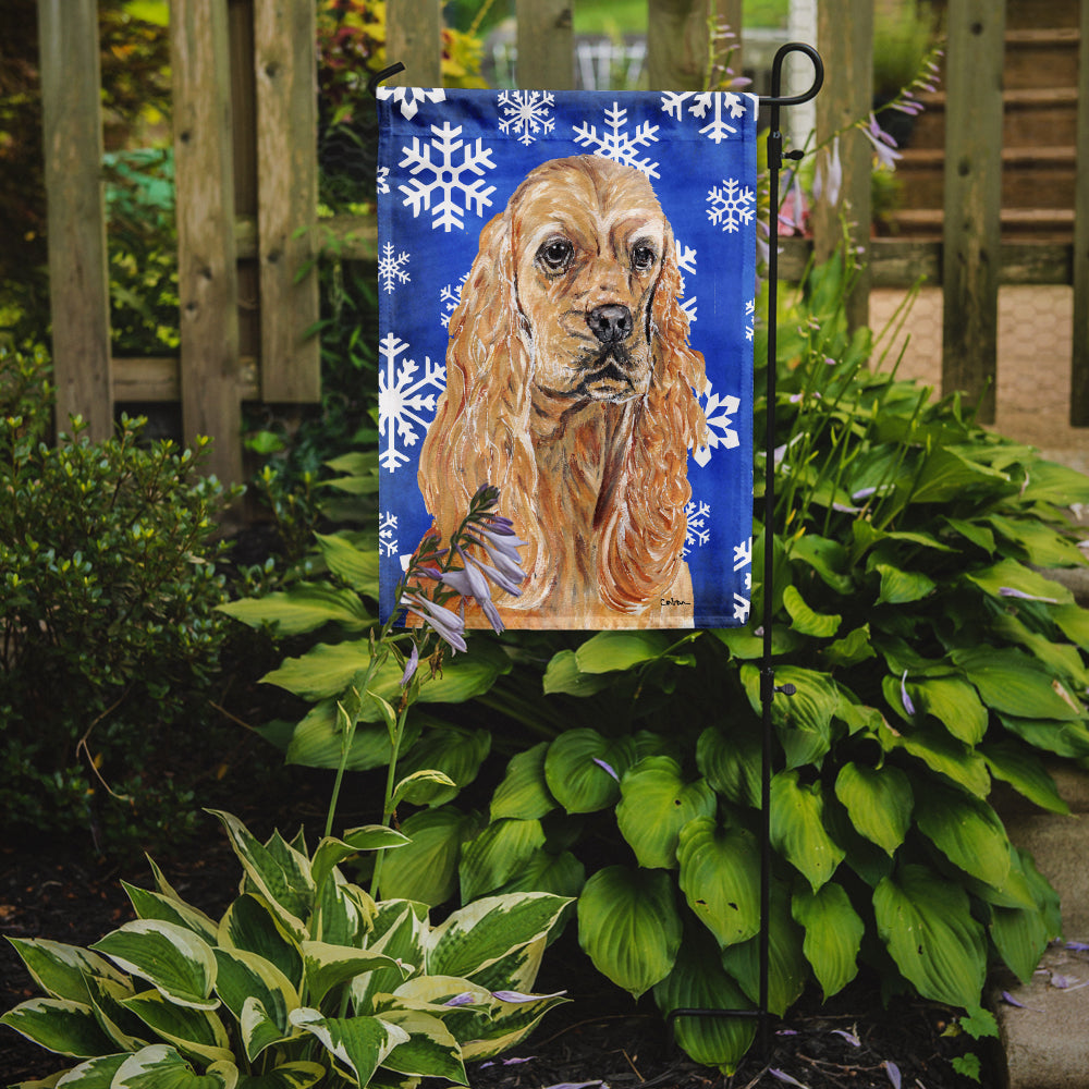 Buff Cocker Spaniel Winter Snowflakes Garden Flag Mailbox Decorative Yard Banner Outside Patio Artwork for Flower Beds, Garden Size, Multicolor