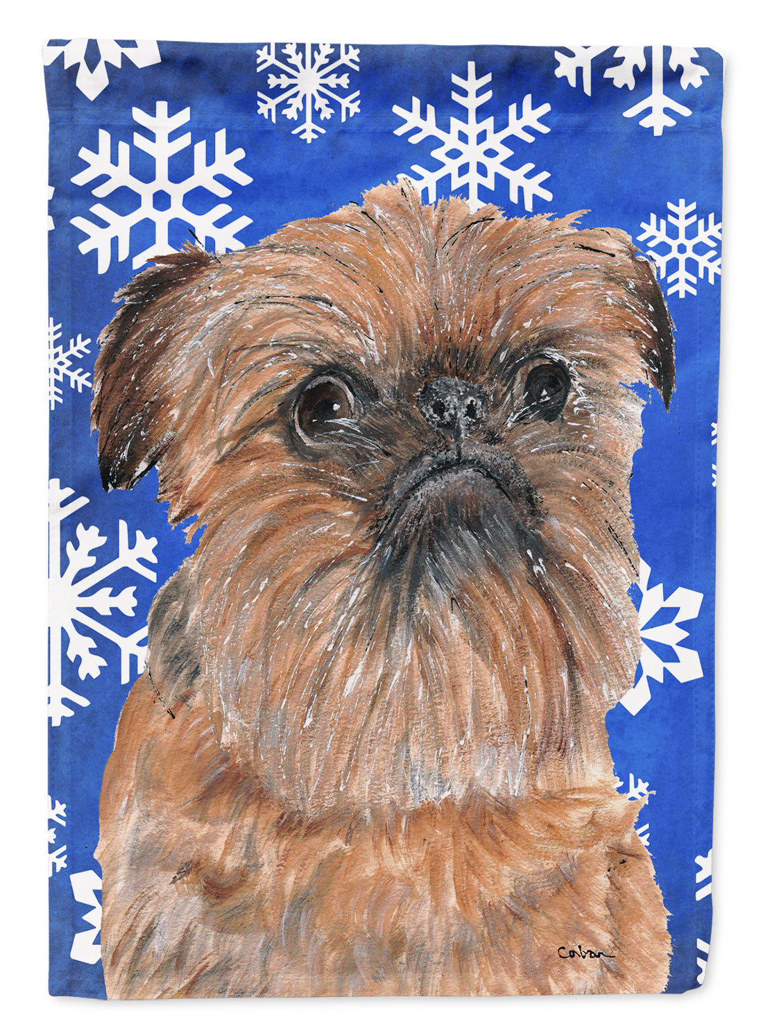 Brussels Griffon Winter Snowflakes Garden Flag Mailbox Decorative Yard Banner Outside Patio Artwork for Flower Beds, Garden Size, Multicolor