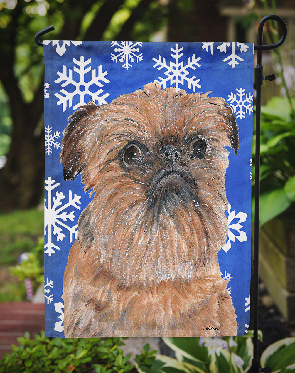 Brussels Griffon Winter Snowflakes Garden Flag Mailbox Decorative Yard Banner Outside Patio Artwork for Flower Beds, Garden Size, Multicolor