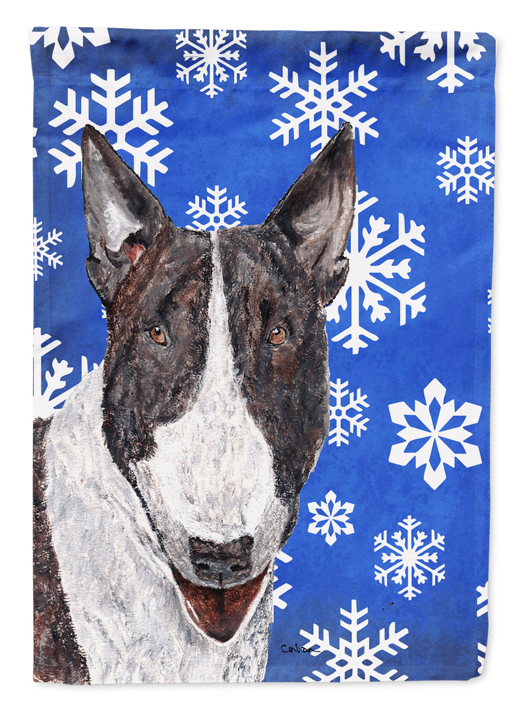 Bull Terrier Winter Snowflakes Garden Flag Mailbox Decorative Yard Banner Outside Patio Artwork for Flower Beds, Garden Size, Multicolor