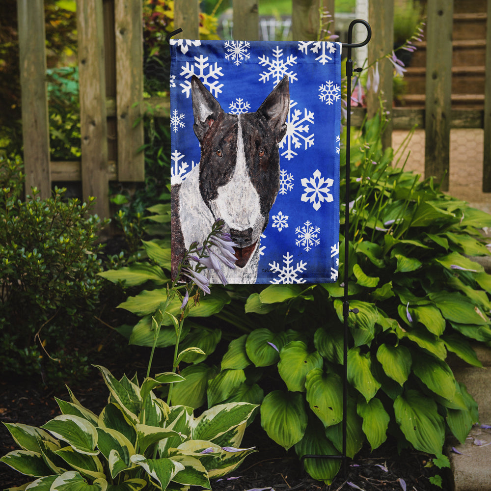 Bull Terrier Winter Snowflakes Garden Flag Mailbox Decorative Yard Banner Outside Patio Artwork for Flower Beds, Garden Size, Multicolor